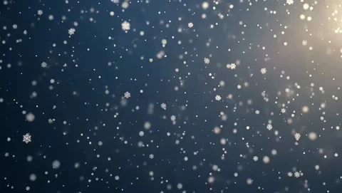 Serene Winter Scene Falling Snowflakes on Blue Background, Soft Light, 4K Video Stock Footage 316220830