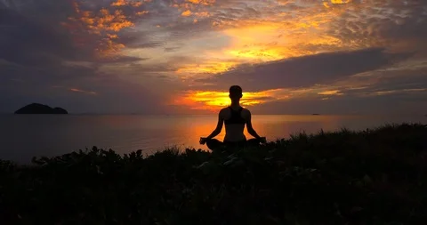 Serenity and yoga practicing Stock Footage 89029368