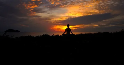 Serenity and yoga practicing Stock Footage 89030059