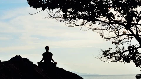 Serenity and yoga practicing Stock Footage 129307083