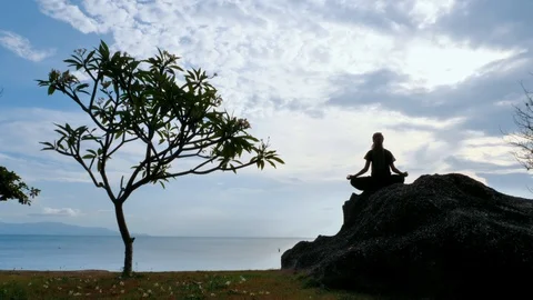 Serenity and yoga practicing Stock Footage 129318712