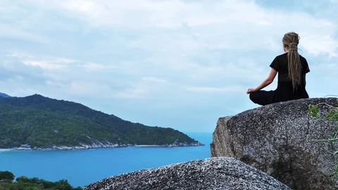 Serenity and yoga practicing Stock Footage 129322865