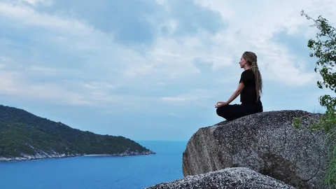 Serenity and yoga practicing Stock Footage 129322989
