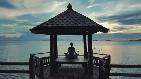 Serenity and yoga practicing Stock Footage 132062678