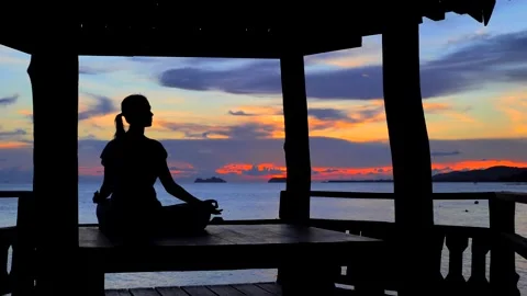 Serenity and yoga practicing Video stock 132065995