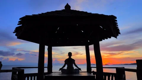 Serenity and yoga practicing Stock Footage 132066320