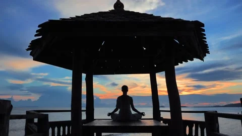 Serenity and yoga practicing Stock Footage 132066535