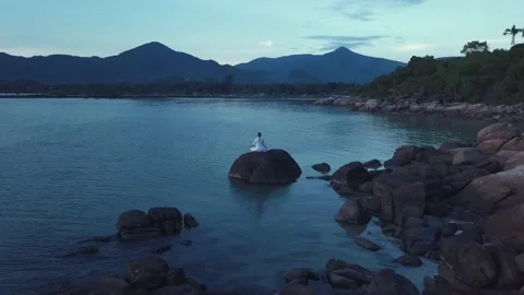 Serenity and yoga practicing Stock Footage 132386733