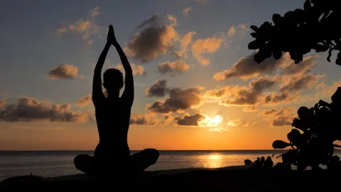 Serenity and yoga practicing Stock Footage 172036065