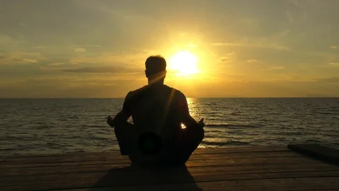 Serenity and yoga practicing at sunset, meditation Stock Footage 81189588