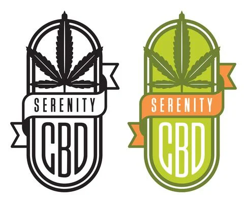 Serenity cannabis CBD vector logo or badge. Stock Illustration