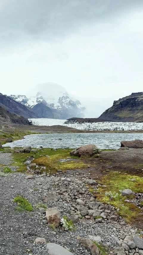 Serenity Iceland background, vertical view of the glacial valley, northern Stock Footage 329549952