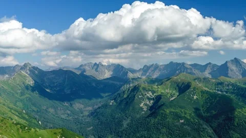 Serenity in Motion: Summer Timelapse over Tatras' Rolling Hills Stock Footage 291714462