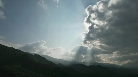 Serenity Mountains, Sunbeams Clouds Timelapse Stock Footage 264562825