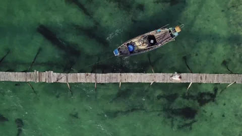 Serenity Pier, Solitude Above Emerald Waters Stock Footage 260598599