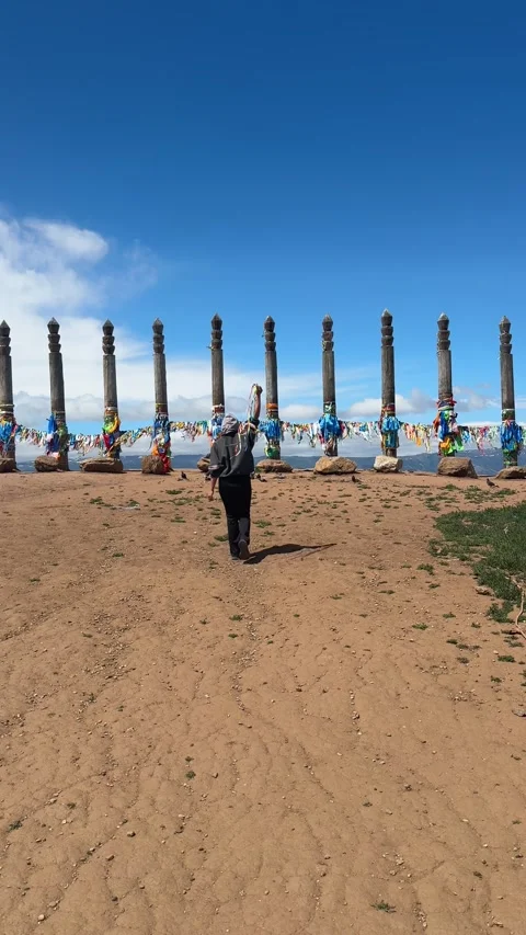 Serge Poles with Prayer Flags Stock Footage 339971303