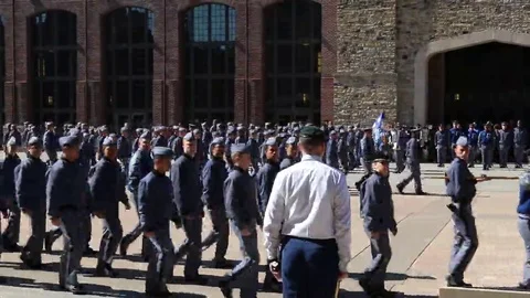 Sergeant in Arms Returns Cadets Salutes in Review Stock Footage 69226803
