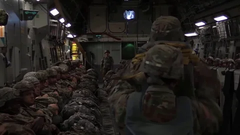The sergeant instructs the paratroopers to stand up Stock Footage 121791629