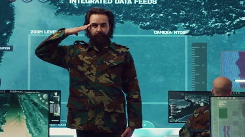 Sergeant presenting his salute with respect for the colonel Stock Footage 277652903