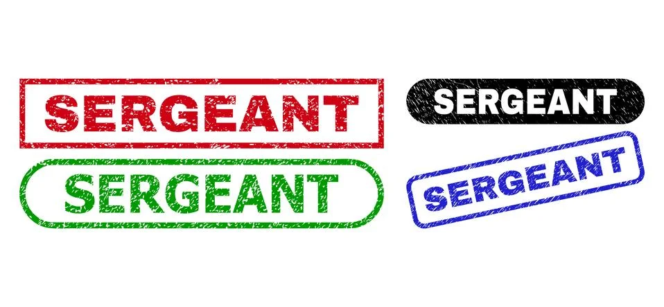 SERGEANT Rectangle Stamp Seals Using Distress Surface Stock Illustration