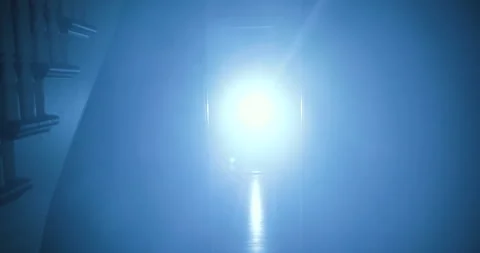 Serial Killer Chasing Girl Down Creepy Old Hallway Slow Motion 4k Video stock 161601567