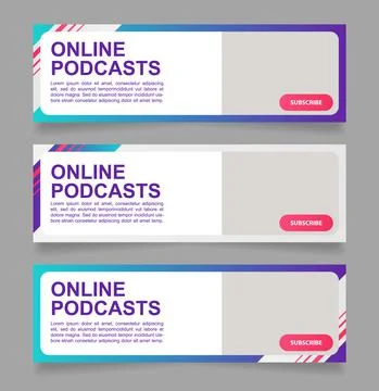 Serial podcast mobile application web banner design template Stock Illustration
