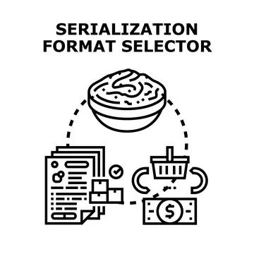 Serialization format selector for data exchange process Illustrazione stock