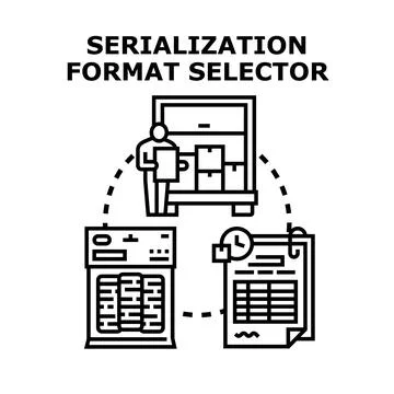 Serialization format selector data processing workflow vector Illustrazione stock