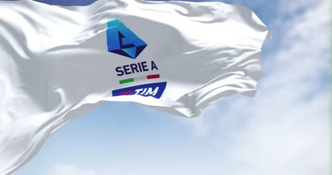 Serie A TIM flag waving in the wind. Stock Footage 211838164