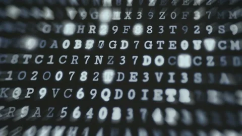 Series of alphanumeric characters highlighting randomly Stock Footage 335869740