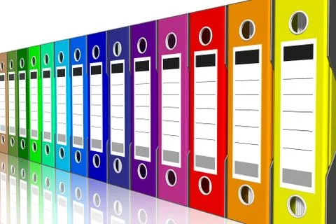 Series Binders colored folders - 3D illustration. 스톡 일러스트