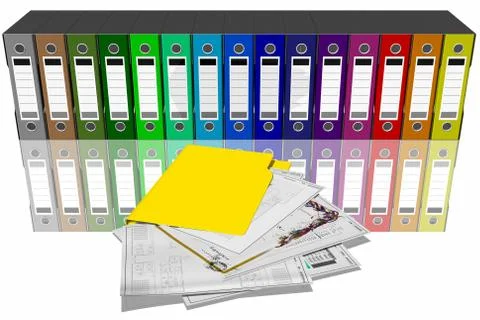 Series Binders colored folders - 3D illustration. 스톡 일러스트