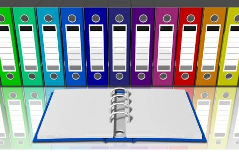 Series Binders colored folders - 3D illustration. Stock Illustration