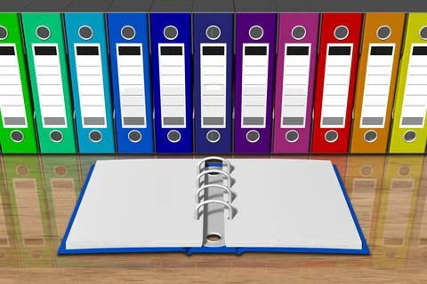 Series Binders colored folders - 3D illustration. 스톡 일러스트
