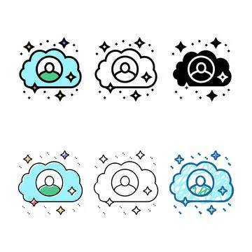 Series client information cloud storaging color icon vector Illustrazione stock