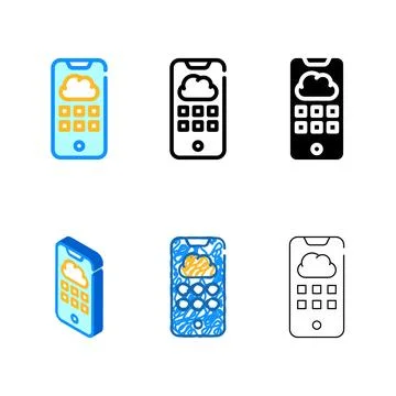 Series cloud storage phone files color icon vector 스톡 일러스트