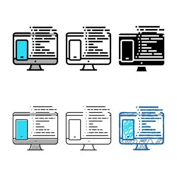 Series coding phone application on computer color icon vector Stock-Illustration