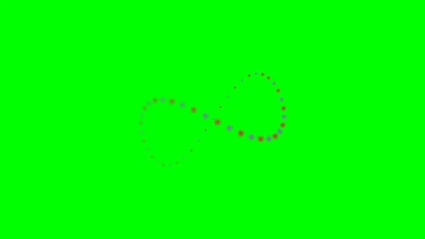 A series of colorful dots arranged in an infinity symbol on a green screen Stock Footage 340266171