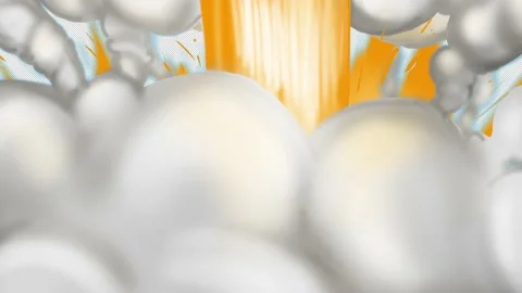 A series of continuous cartoon explosions with dissolution in smoke. Stock Footage 219881746