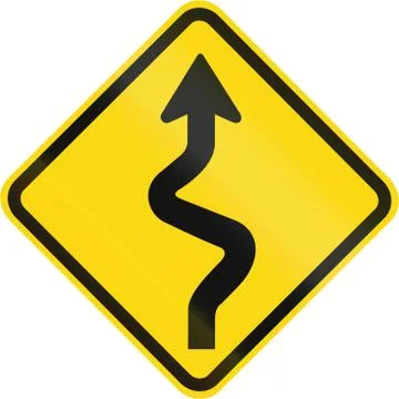 Series Of Curves First To Right warning sign used in Brazil Stock Illustration