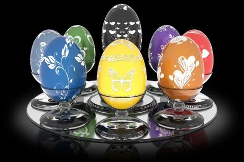 Series decorated Easter egg - 3D illustration. 스톡 일러스트