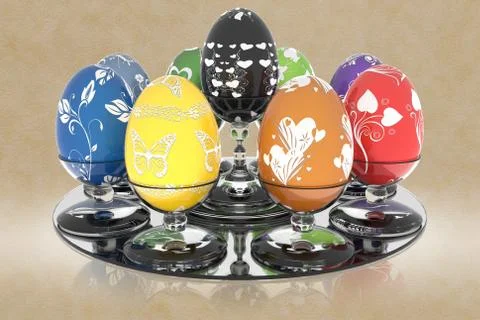 Series decorated Easter egg - 3D illustration. 스톡 일러스트
