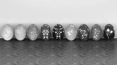 Series decorated Easter egg -  3D illustration. Stock Illustration