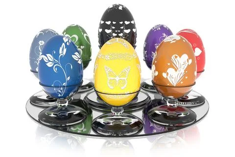 Series decorated Easter egg - 3D illustration. Stock Illustration