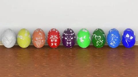 Series decorated Easter egg -  3D illustration. 스톡 일러스트