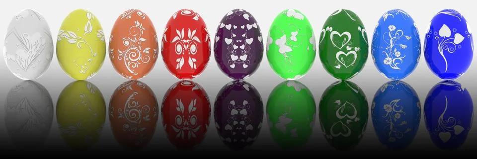 Series decorated Easter egg -  3D illustration. 스톡 일러스트