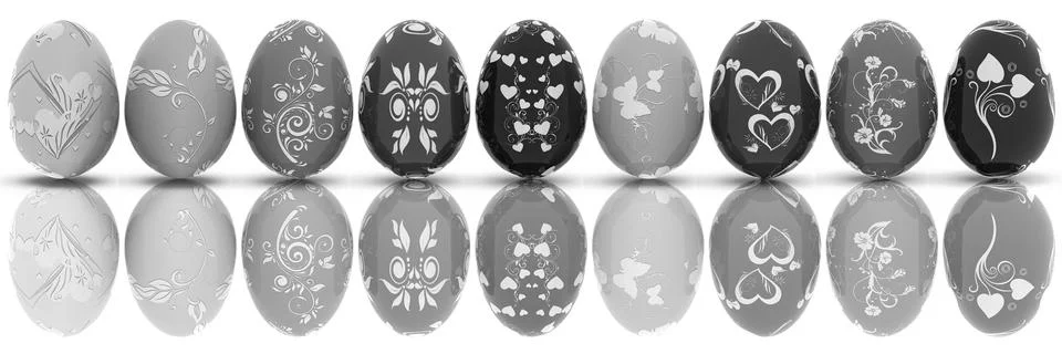 Series decorated Easter egg -  3D illustration Illustrazione stock
