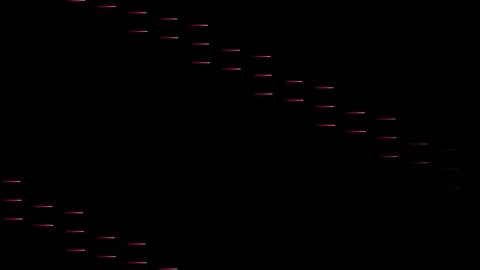A series of diagonal red and white light streaks on a deep black background Video stock 335117172