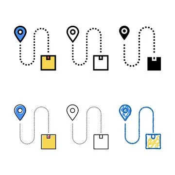 Series direction abd location delivery box color icon vector Illustrazione stock