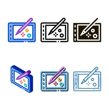 Series drawing on tablet icon vector outline Stockillustratie